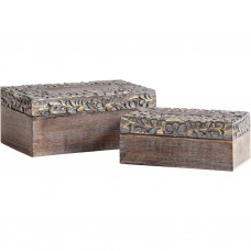 Mistana Genesis Brown/Cream Wood 2 Piece Decorative Box Set MITN1432
